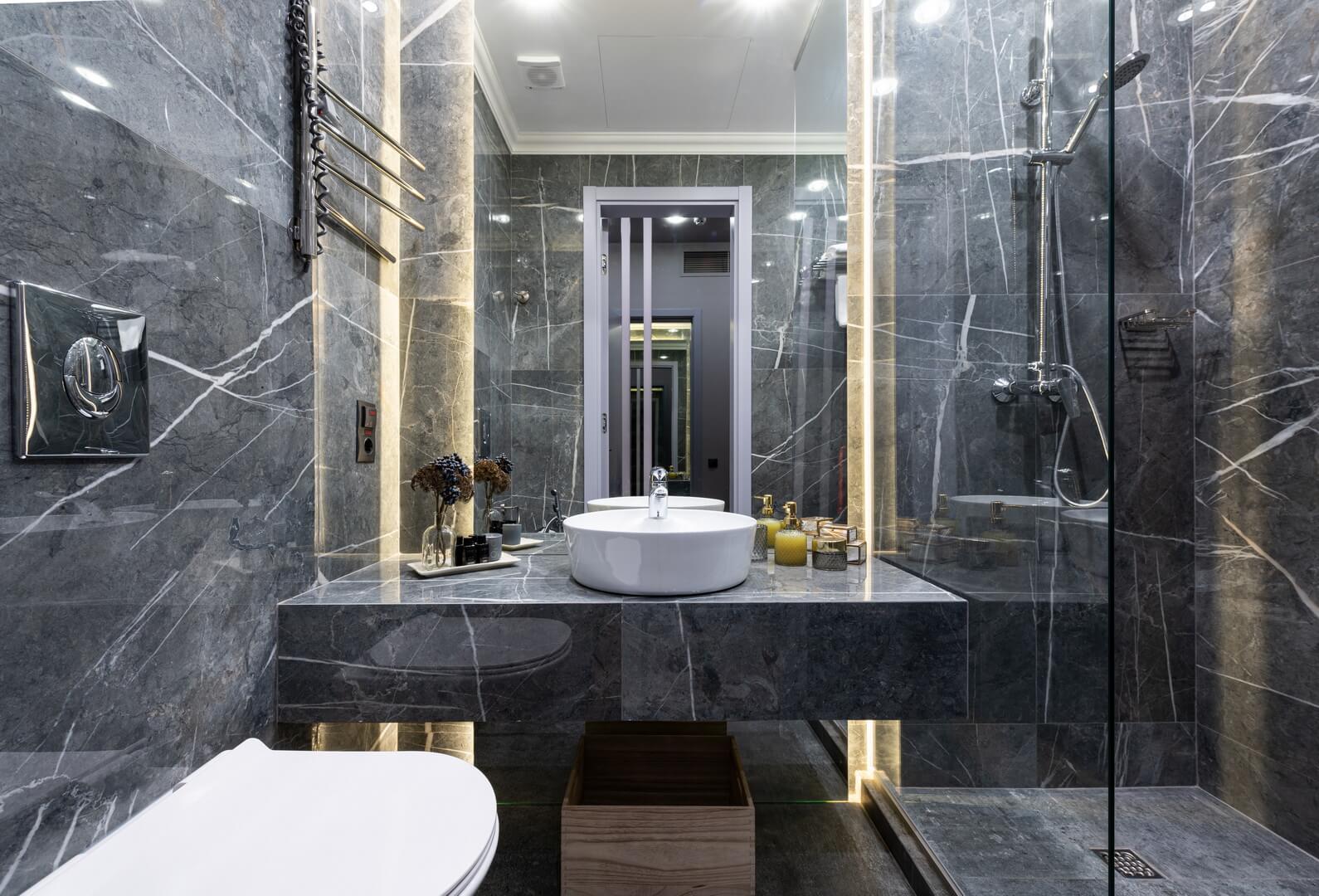 FULL MARBLE BATHROOM WALL IDEAS